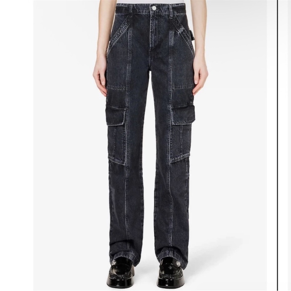 Frame Black Denim Cargo Jeans